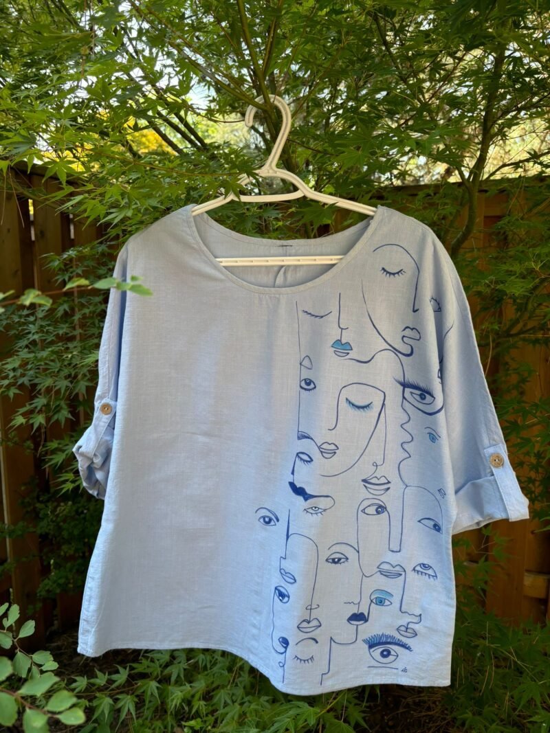 Handpainted Graphics Linen 3/4 Sleeve Top - Image 2