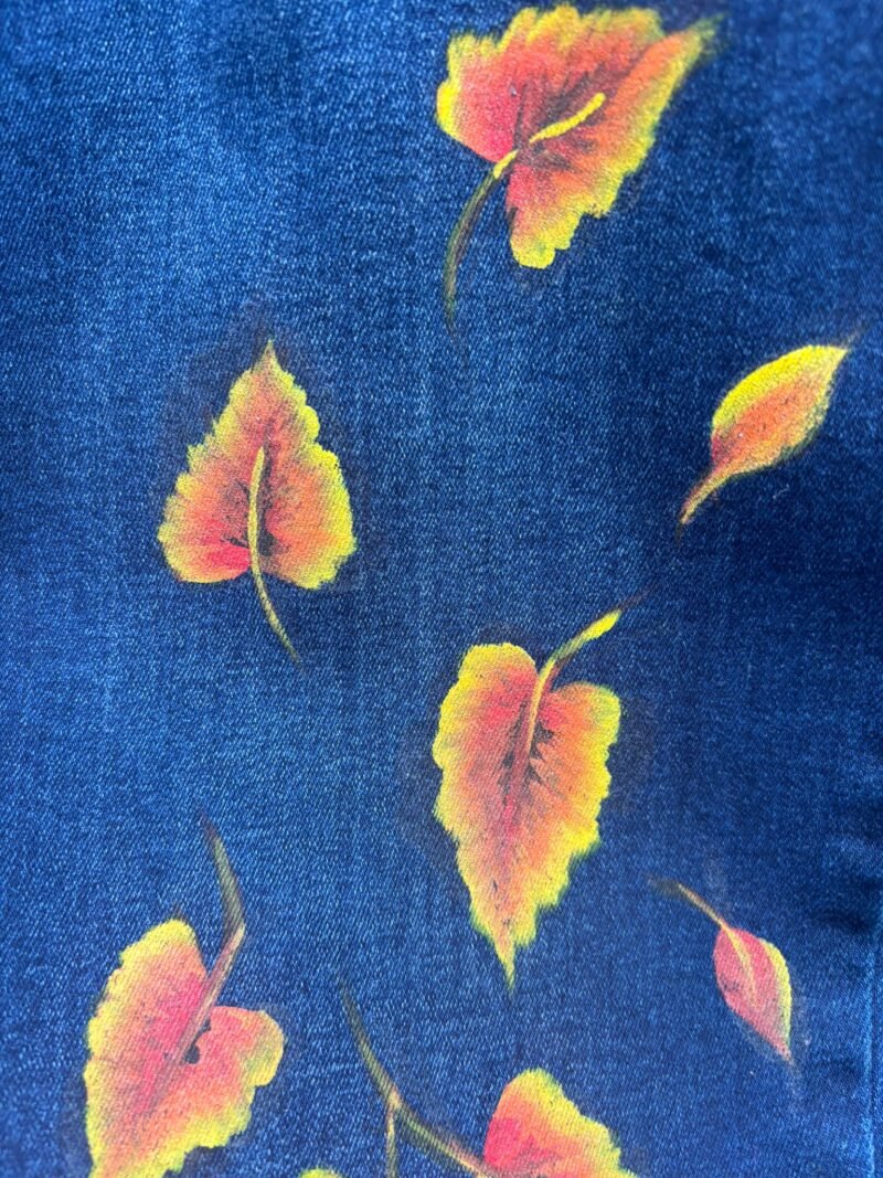 Jean Pants with Hand Painted Fall Leaves - Image 3