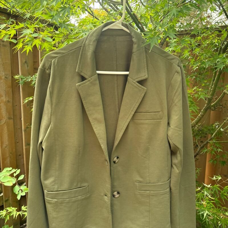 Green Cotton Jacket with Handpainted Graphic Design