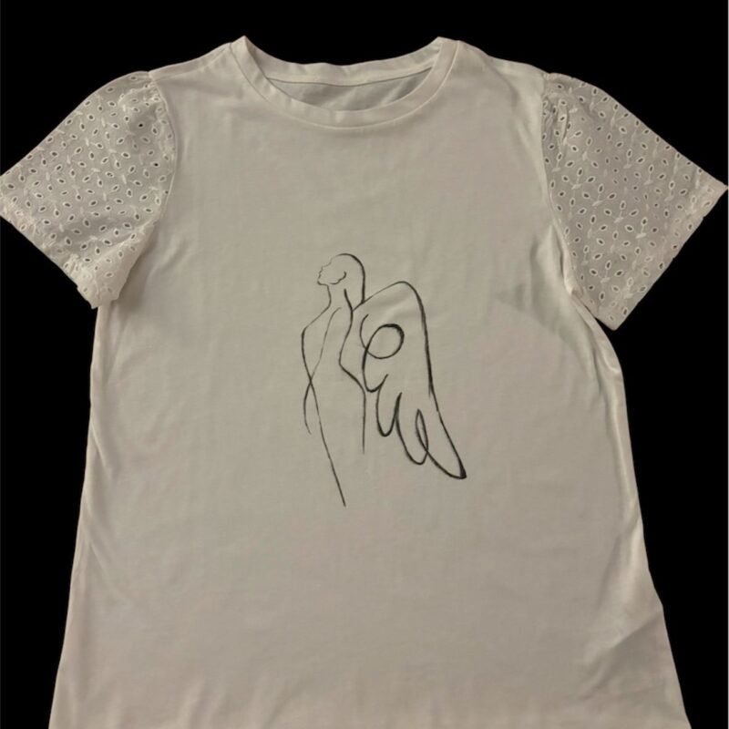 T-Shirt with Handpainted Angle Design