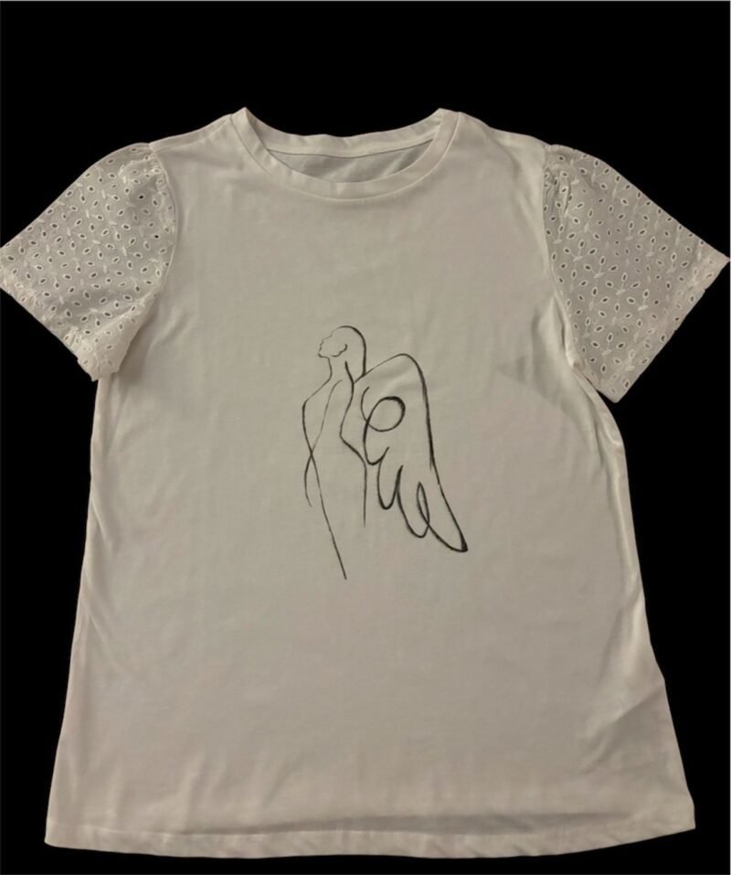 T-Shirt with Handpainted Angle Design