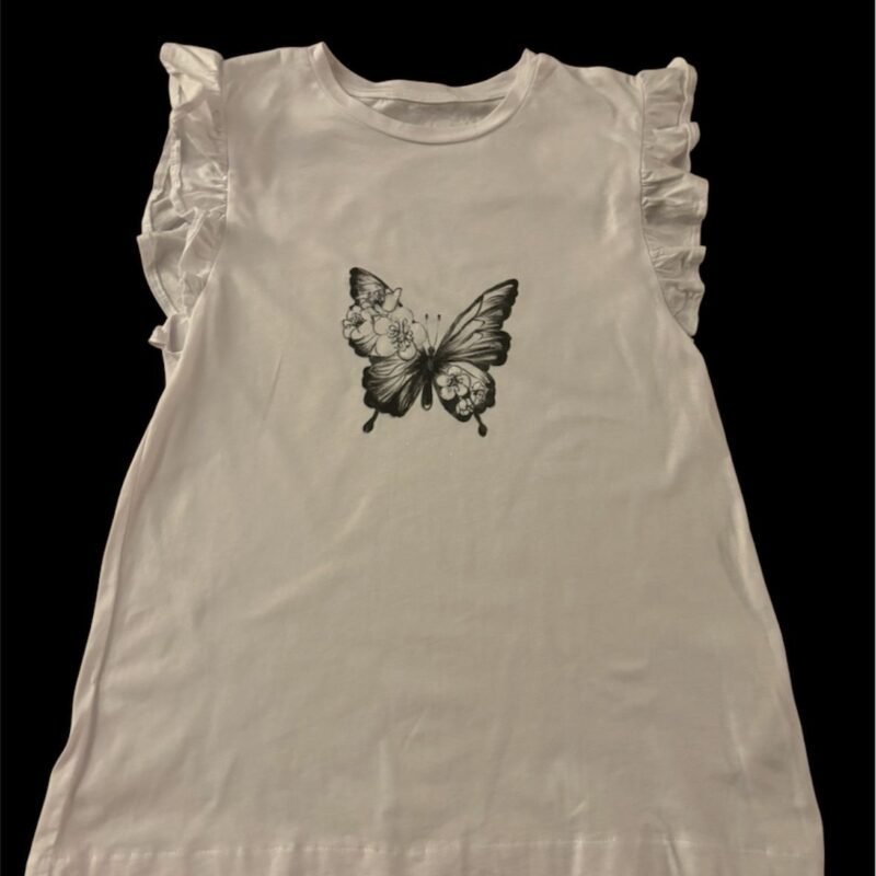 T-Shirt with Handpainted Butterfly Design