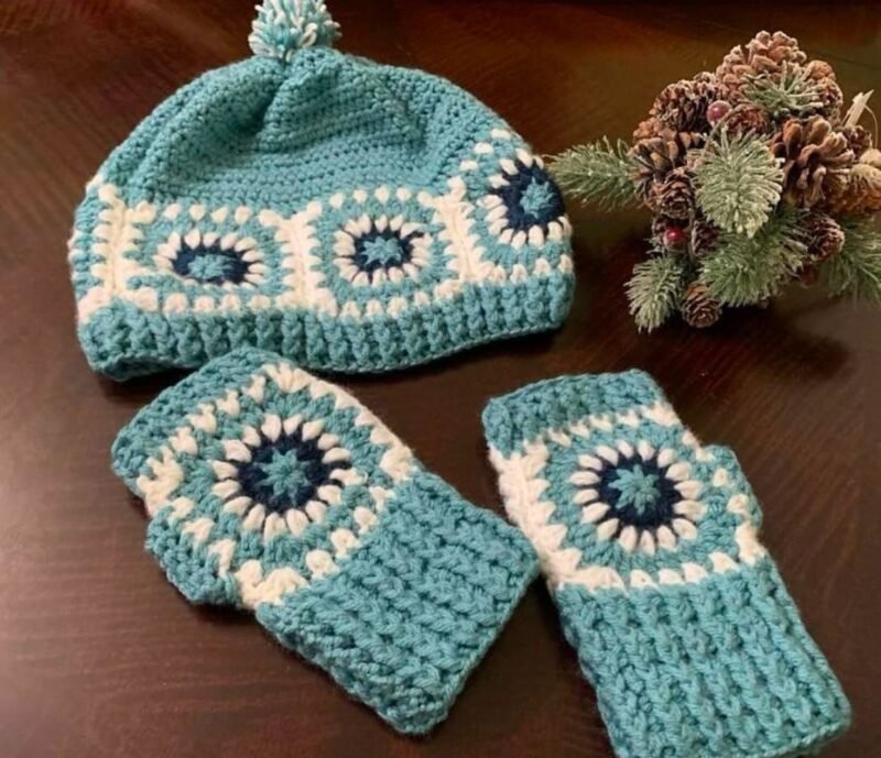 Crochet Hat and Mittens