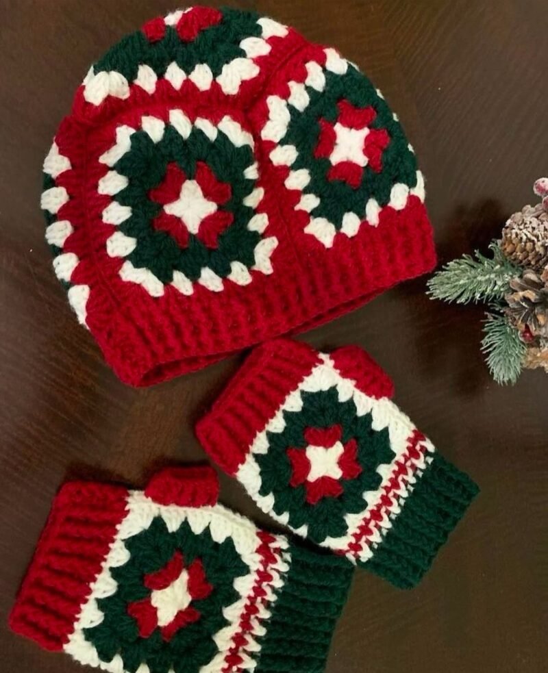 Crochet Hat and Mittens - Image 2
