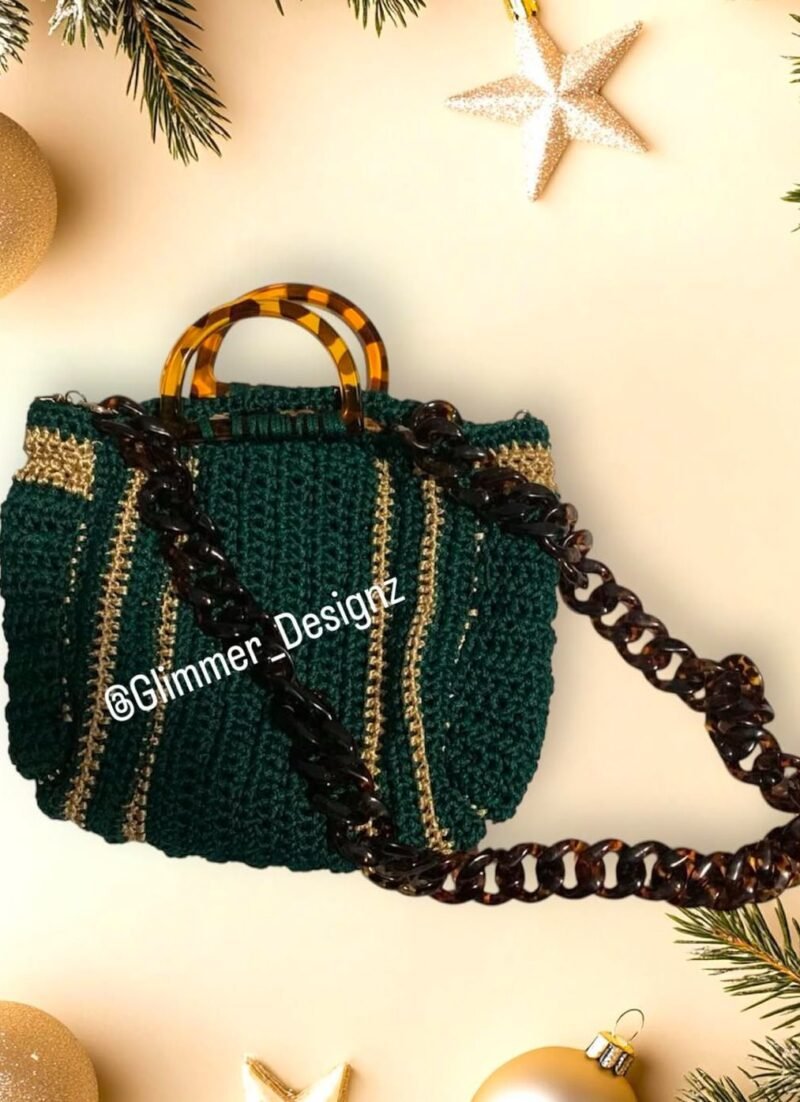 Handmade Crochet Green Luxury Purse - Image 2