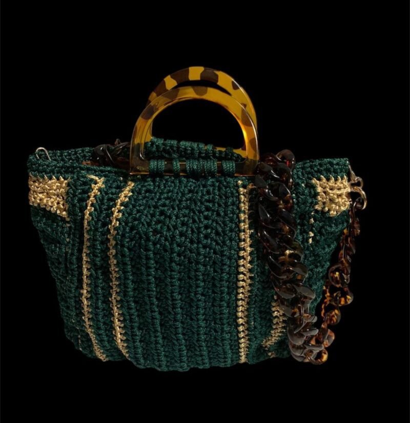 Handmade Crochet Green Luxury Purse - Image 4