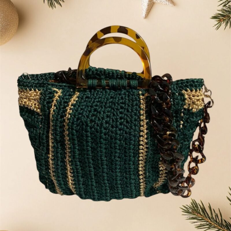 Handmade Crochet Green Luxury Purse