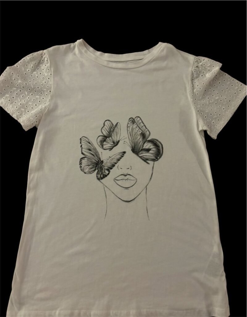 T-Shirt with Handpainted Butterfly on Face