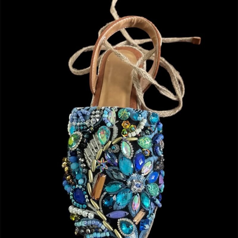 Embroidered Boho Luxe Ankle-Tie Shoes