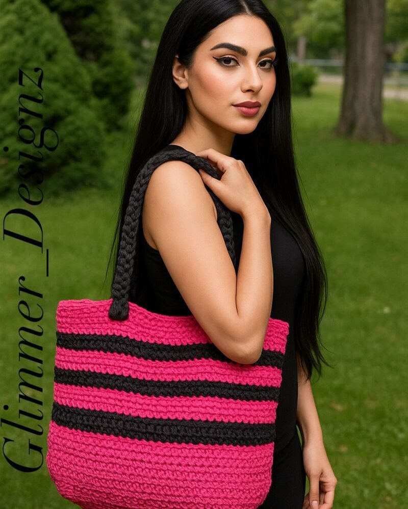 Rosava Stripe - Handcrafted Crochet Beach Tote