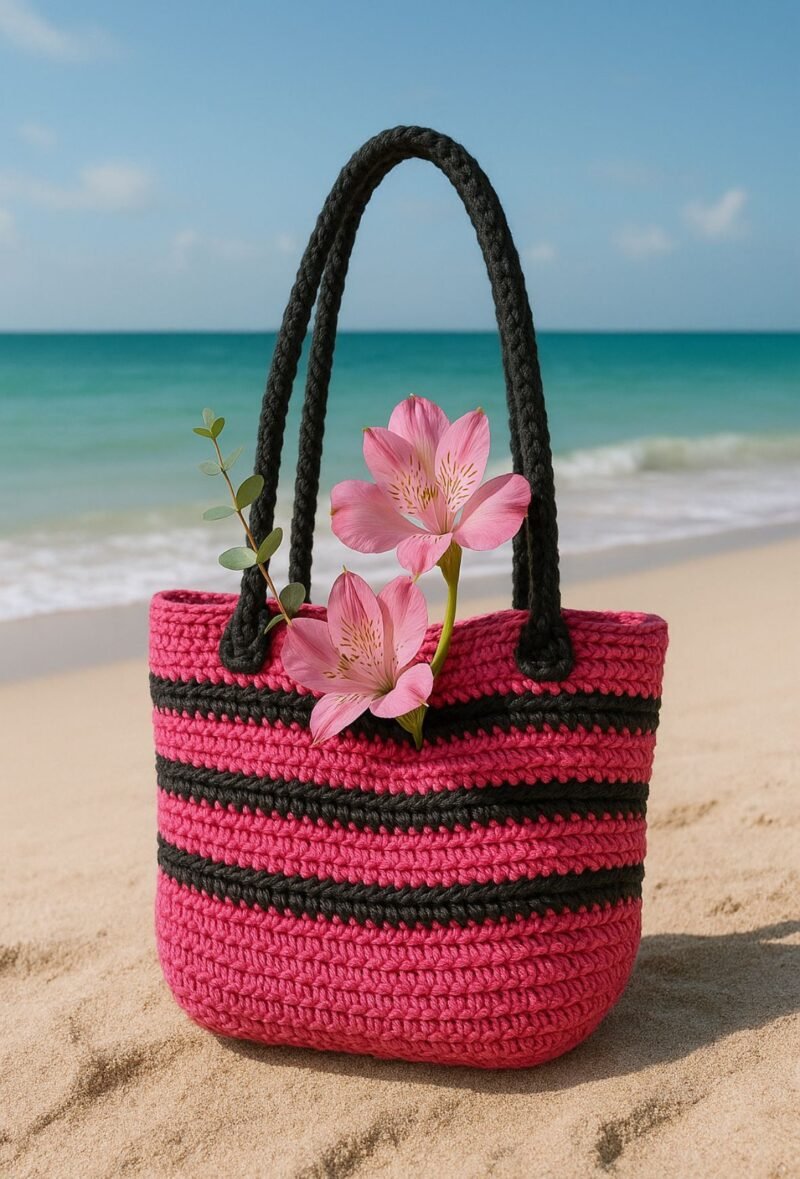 Rosava Stripe - Handcrafted Crochet Beach Tote - Image 2