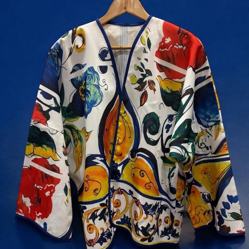 Mediterra Bloom - Artistic Kimono Jacket