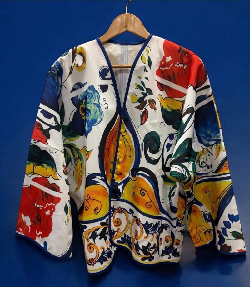 Mediterra Bloom - Artistic Kimono Jacket