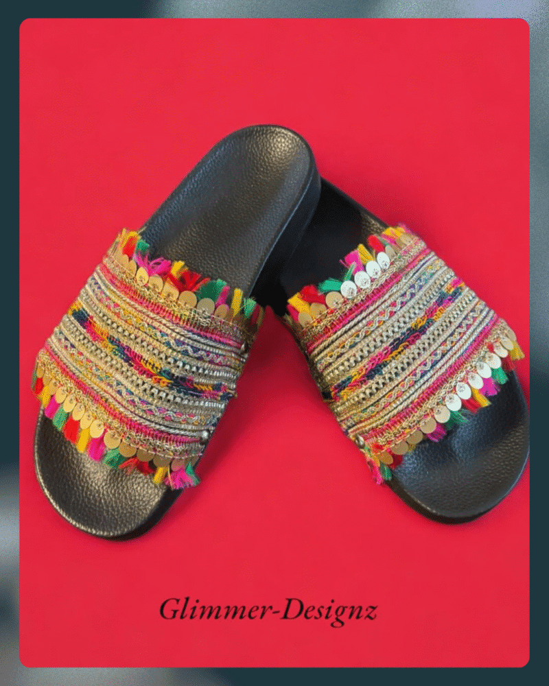 Midnight Mirage Embroidered Velvet Slides - Image 2