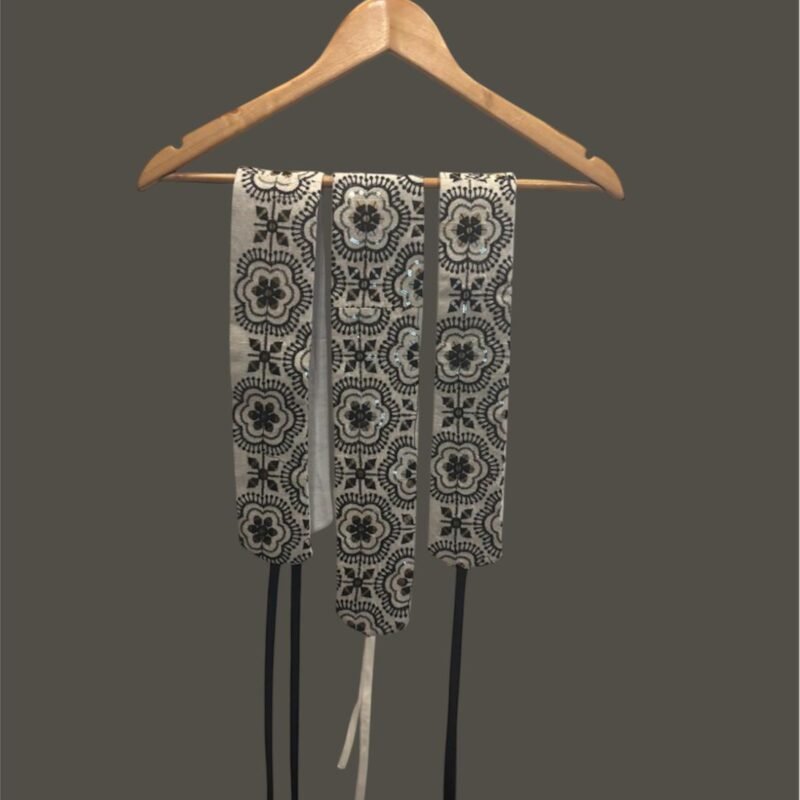 Monochrome Bloom Embroidered Sash Belt