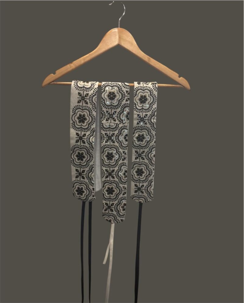 Monochrome Bloom Embroidered Sash Belt