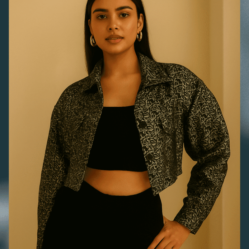 Shadow Vine Cropped Jacket Top