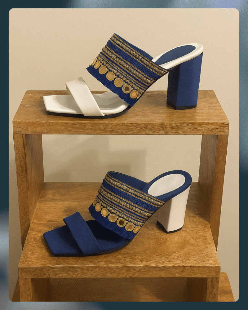 Persian Echo Heeled Mirrorwork Mules