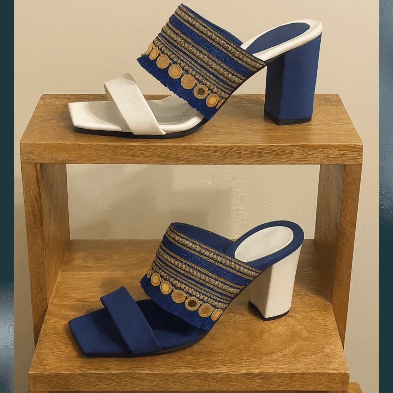 Persian Echo Heeled Mirrorwork Mules