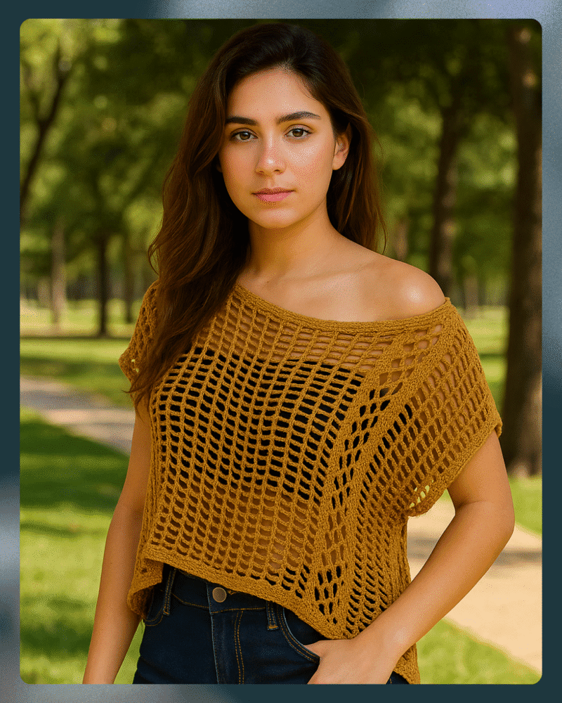 Golden Loops Hand-Crocheted Cotton Top