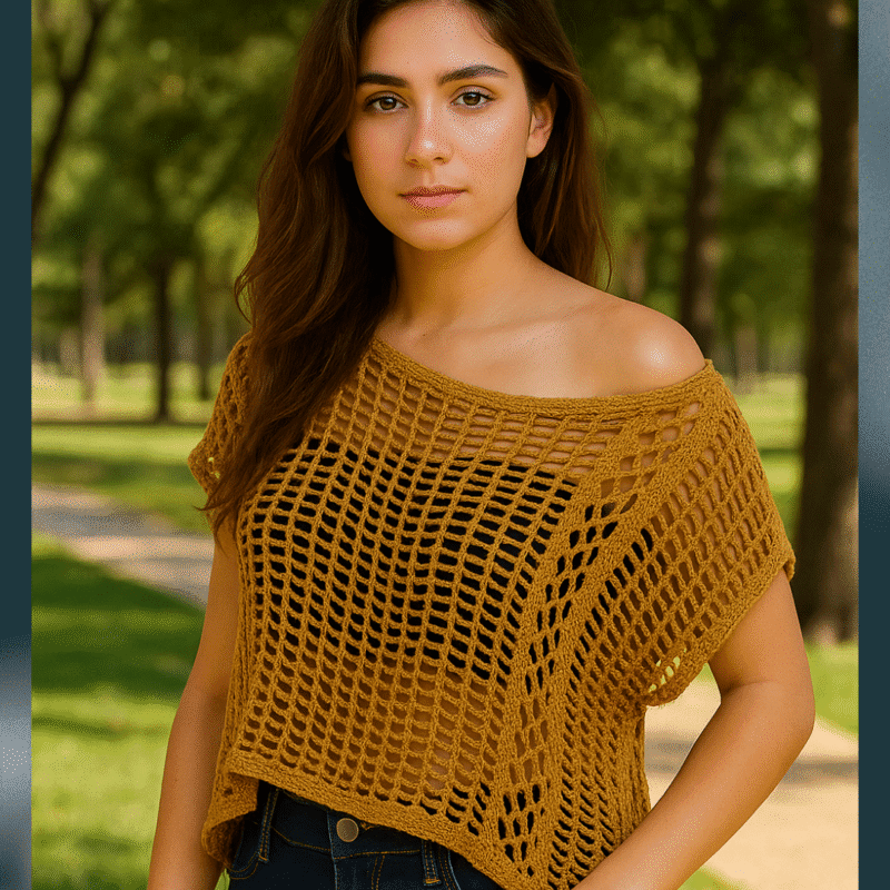 Golden Loops Hand-Crocheted Cotton Top