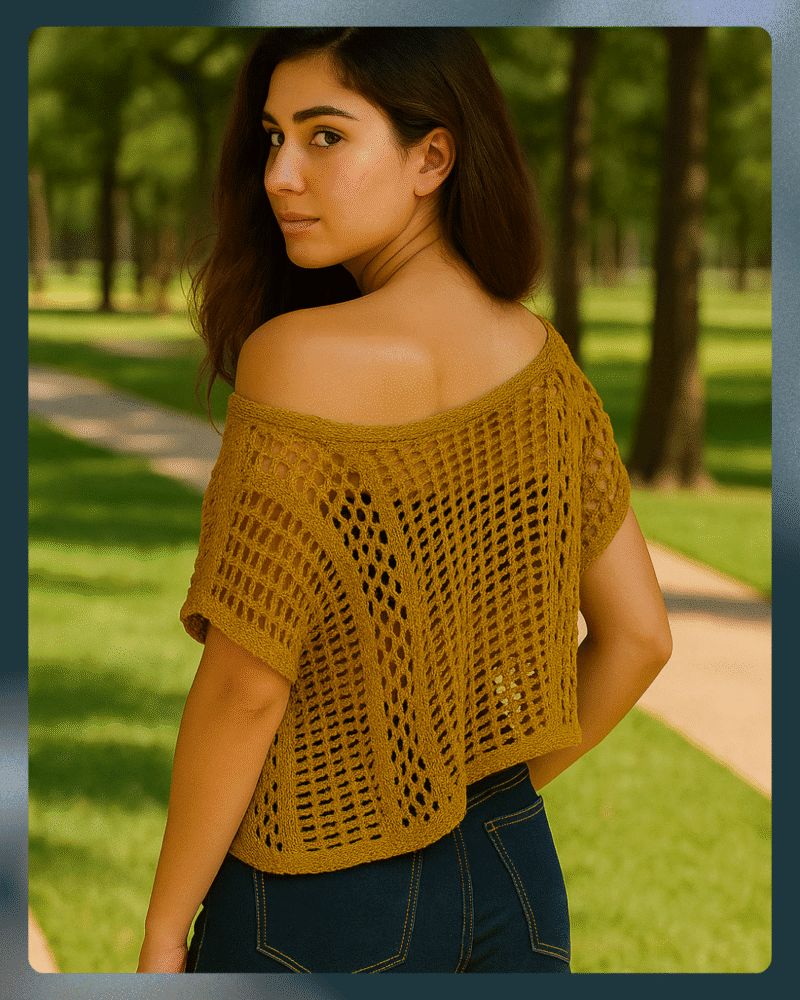 Golden Loops Hand-Crocheted Cotton Top - Image 2