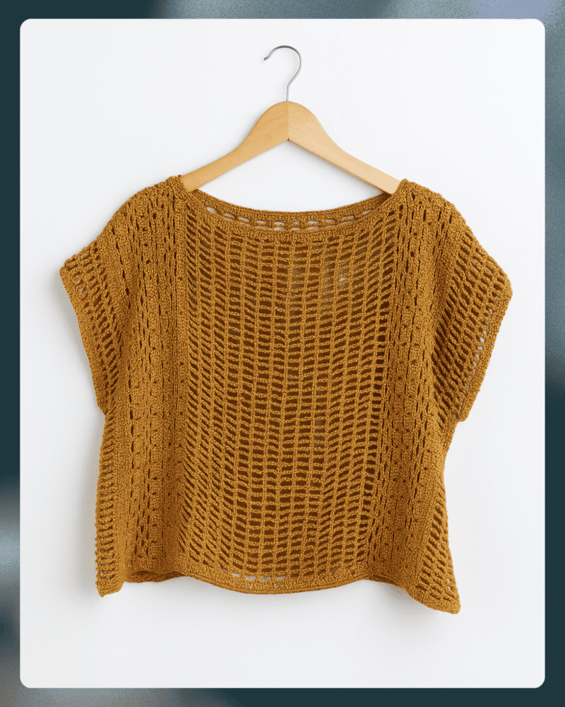 Golden Loops Hand-Crocheted Cotton Top - Image 3