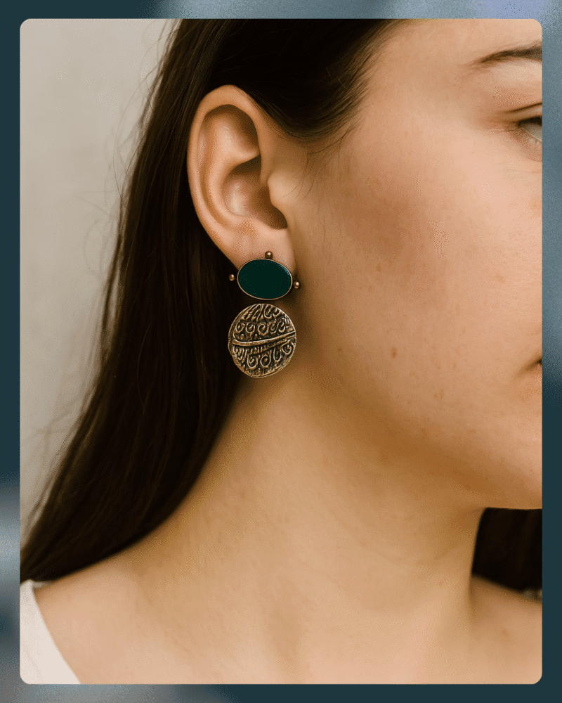 Verdant Heritage Calligraphy Earrings - Image 2